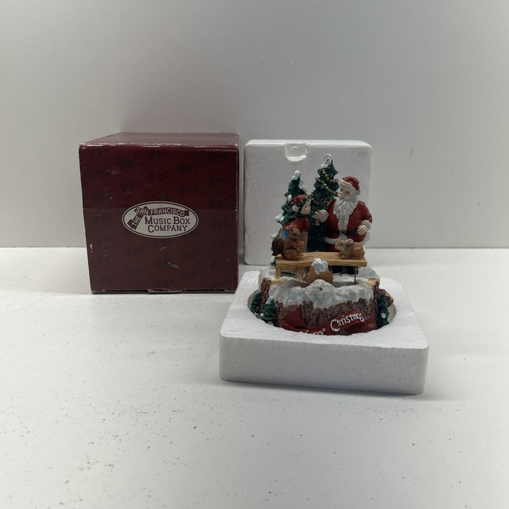 San Francisco Music Box Co Santa Elf Woodland Animals Christmas Figurine w/ Box